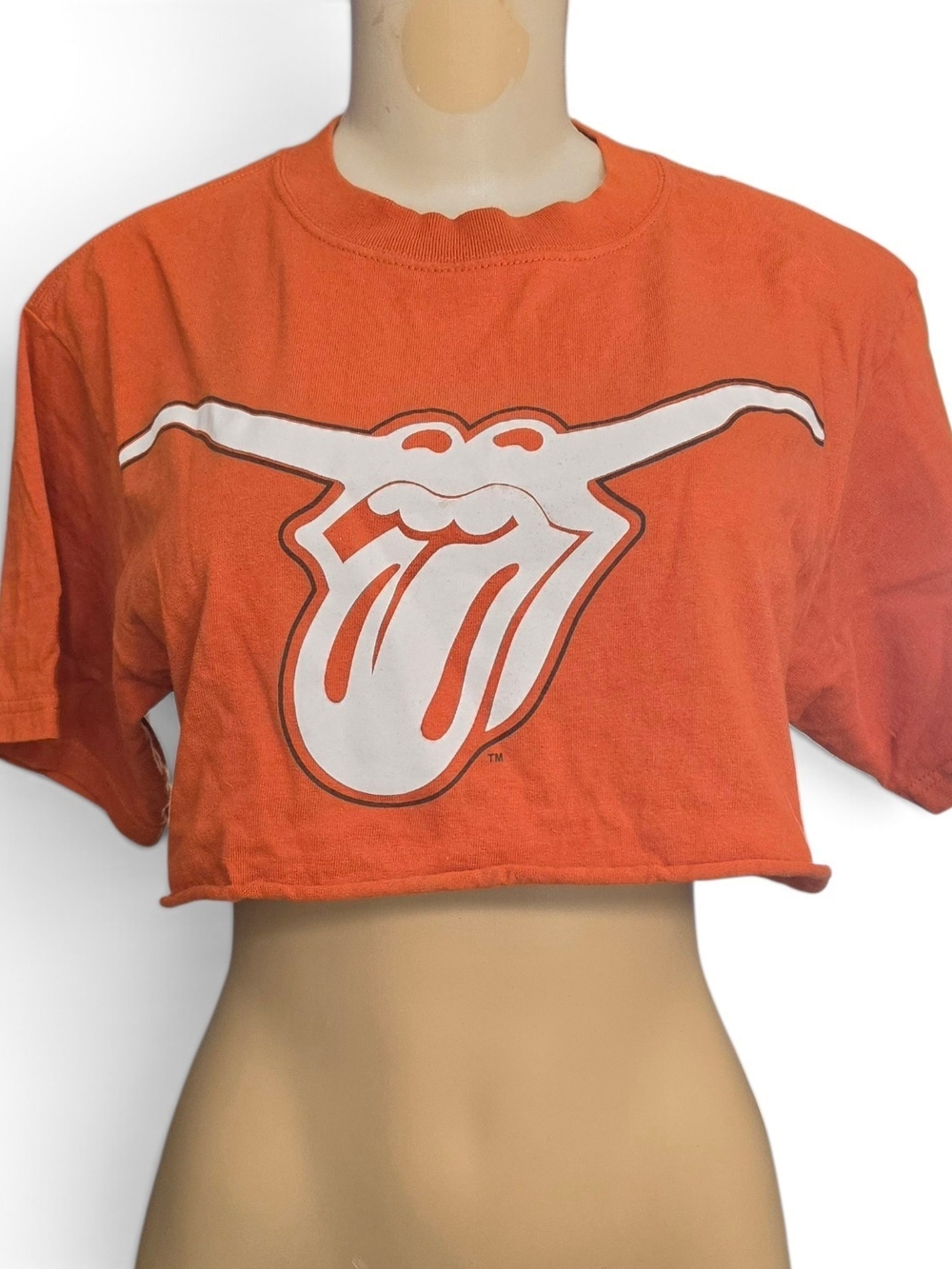 Vintage 2006 Cropped Tee Rolling Stones Austin Texas Concert Orange Longhorn